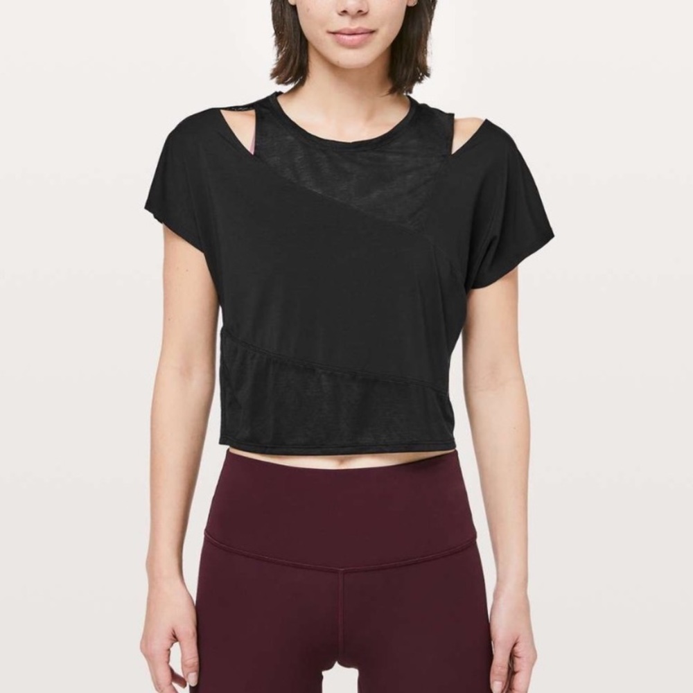 Lululemon No Inhibitions Tee Size Med? Black Crop